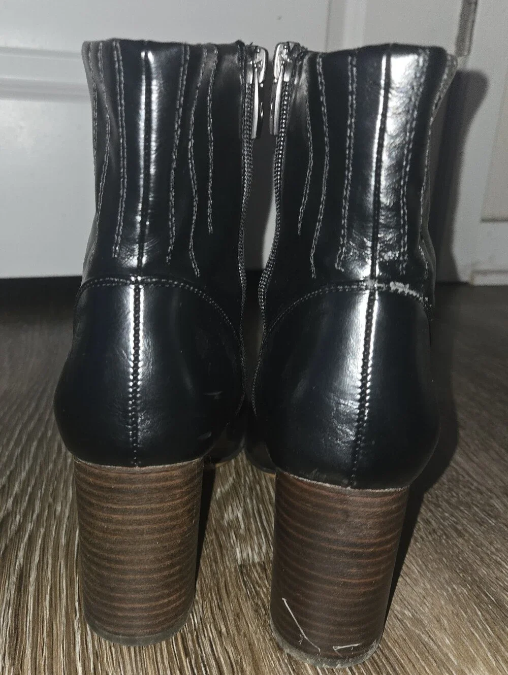 Franco Sarto Ponte Women's Black Zip Heel Boots Booties Size 9